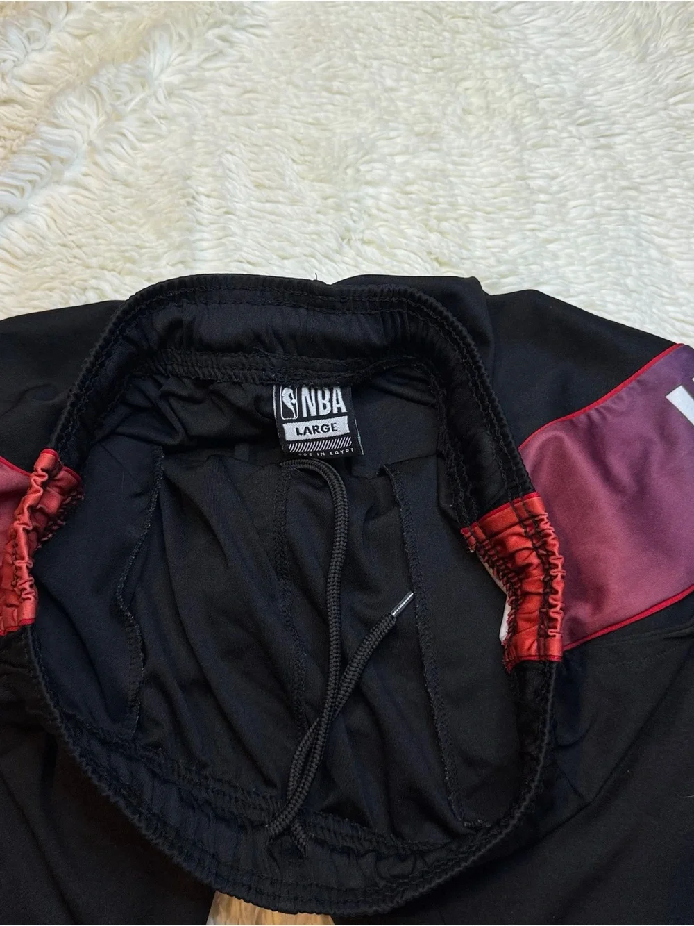 NBA men’s shorts size large Black/red/purple no liner 10” inseam